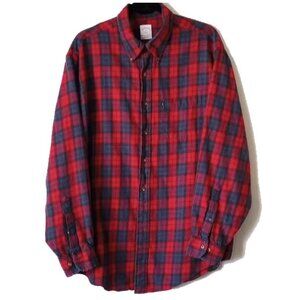 Brooks Brothers 346 Original Polo Shirt XL Cotton Button Down Red Plaid Flannel